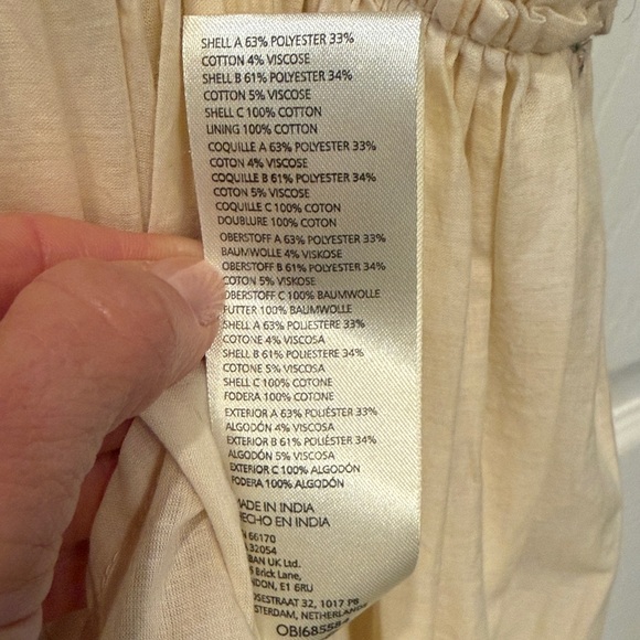 Bohemian Cream Maxi Dress with embroidered overalls bib. - Picture 5 of 6